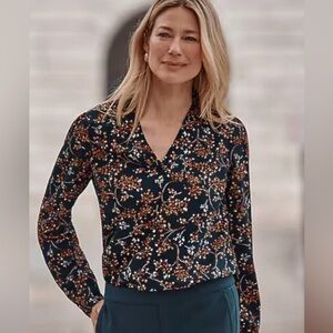 J JILL WEAREVER PRINTED POPOVER TOP SIZE MEDIUM NWT!